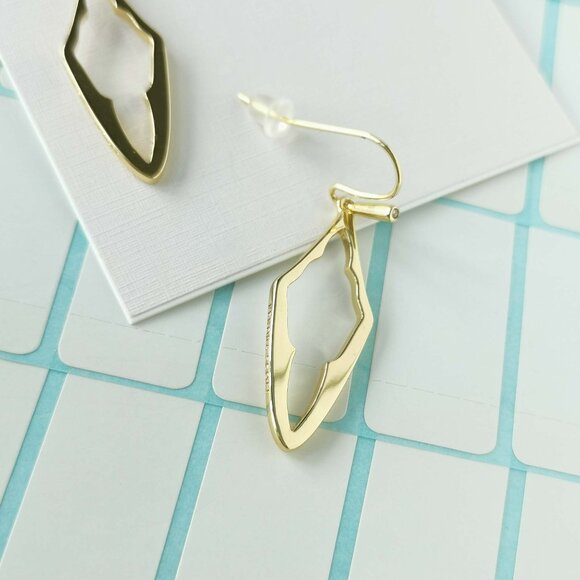 Kendra Scott Elongated Abbie Gold Open Frame Earrings w/ dust bag - Picture 2 of 3